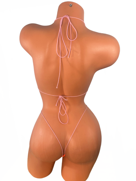 Neon orange baby pink string  Mini Bikini