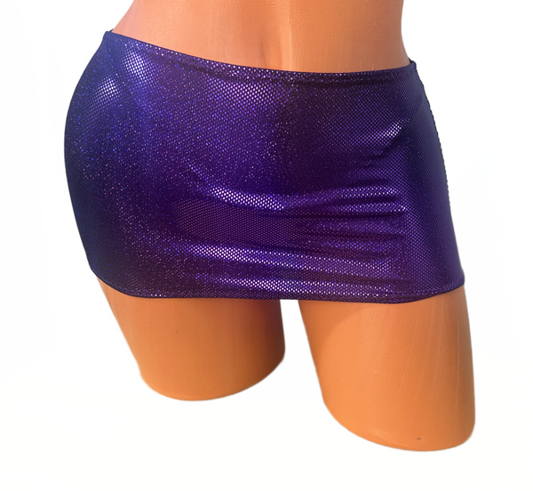 Dark Purple Metallic Micro mini skirt cover up