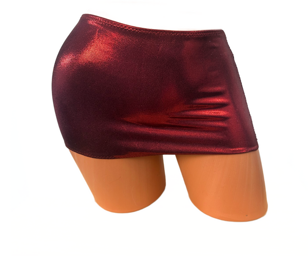 Burgundy  Red metallic Micro mini skirt cover up