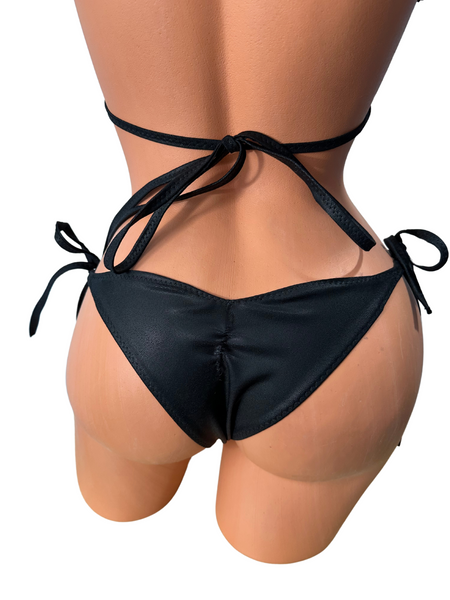 Matte Black Cheeky String Bikini