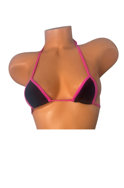 Black Hot Pink Trim Two piece Slingshot Bikini