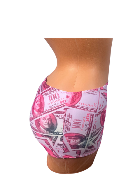 Matte Pink  money print Micro mini skirt cover up