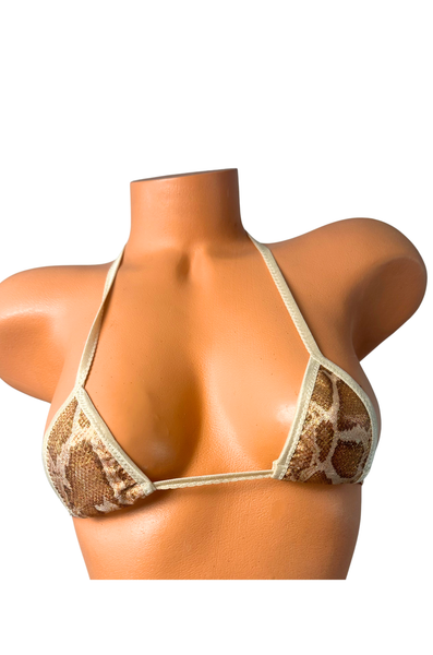 Bronze Metallic Snake Print  Scrunch bottom micro string bikini