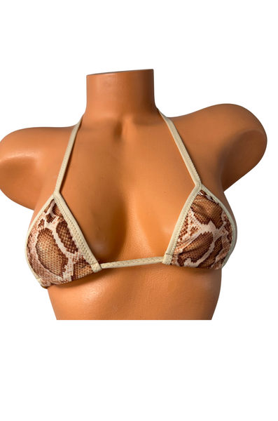 Matte Tan Snake print  wide front thong bikini