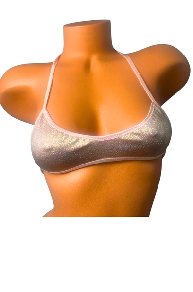 Baby Pink Sparkle Two piece Halter Slingshot Bikini
