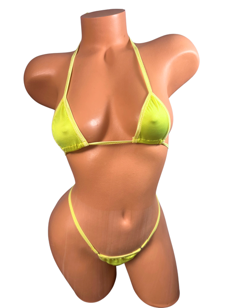 Extreme Micro Bikini Set – Barely There Bottom Satin Yellow