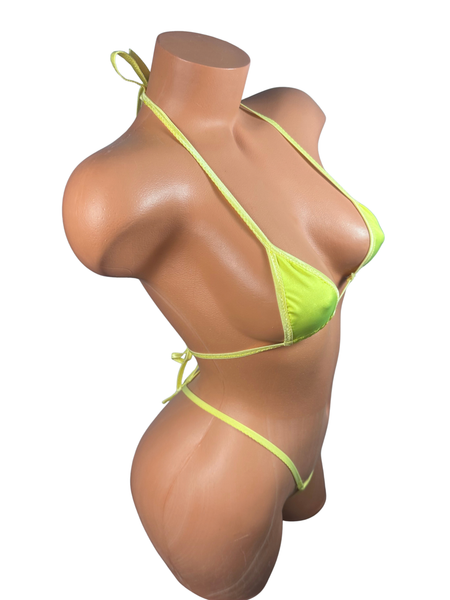 Extreme Micro Bikini Set – Barely There Bottom Satin Yellow