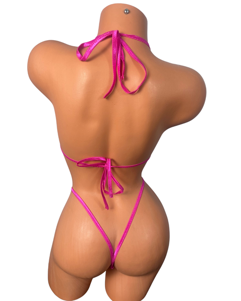 Metallic Hot Pink Money Slim Front thong Bikini