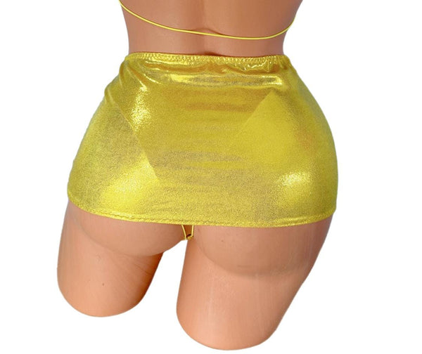 Metallic Citron Yellow Mini Skirt