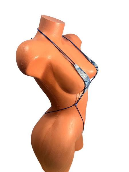 Micro Slingshot Bikini: Blue Camo, Adjustable Sexy Swimwear