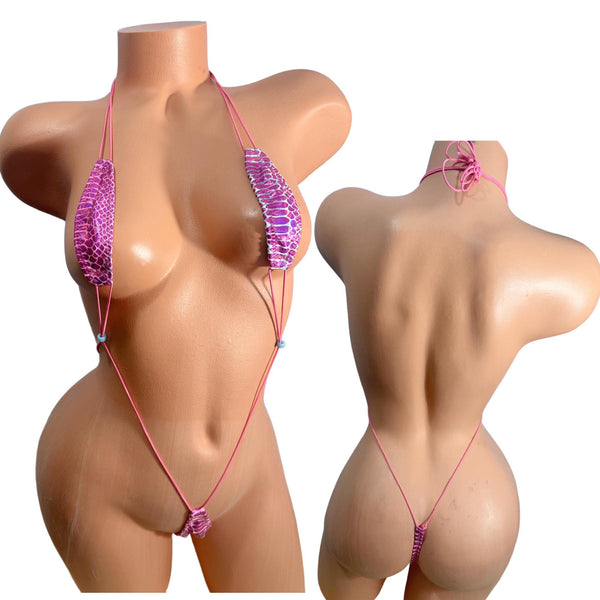 Metallic Crocodile Micro Slingshot Bikini