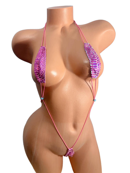 Metallic Crocodile Micro Slingshot Bikini