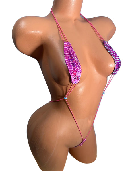 Metallic Crocodile Micro Slingshot Bikini