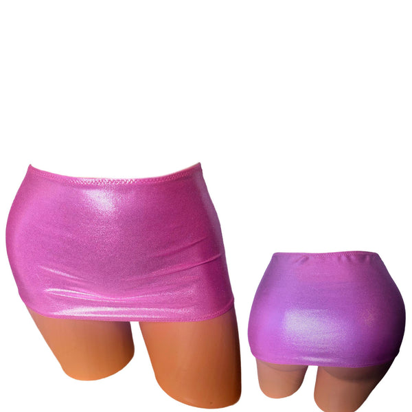 Metallic Pink Micro Mini Skirt, Exotic Club Wear, Bikini Coverup
