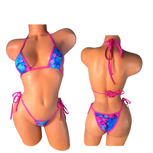 Micro Bikini: Floral Print String Tie Swimsuit