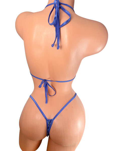 Blue Camo Micro Thong Bikini