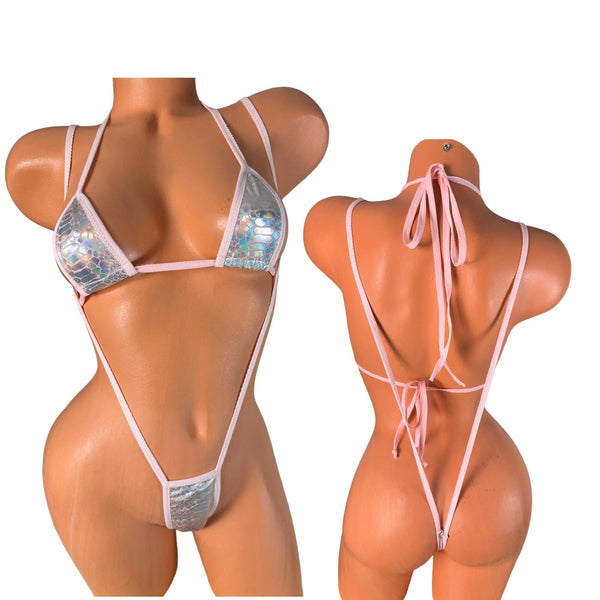 Baby Pink Python Two piece Slingshot Bikini