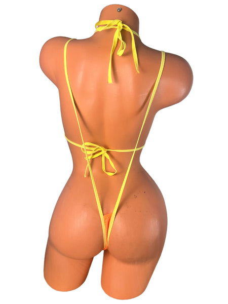 Orange Wet Look Two piece Slingshot Bikini