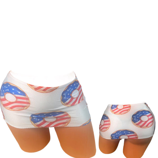 American Flag Donut Mini Skirt, Patriotic Bikini Coverup
