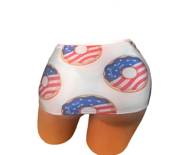 American Flag Donut Mini Skirt, Patriotic Bikini Coverup