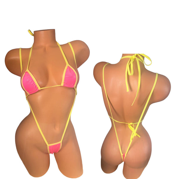 Neon Pink Two piece Slingshot Bikini