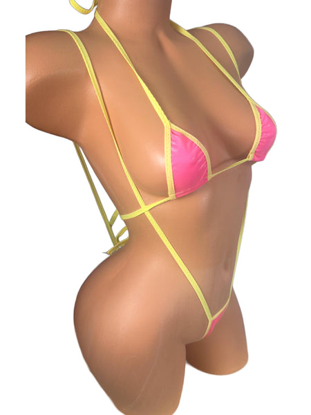 Neon Pink Two piece Slingshot Bikini
