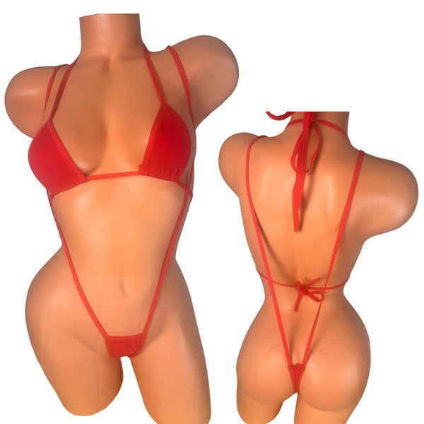 Red Spandex Two piece Slingshot Bikini