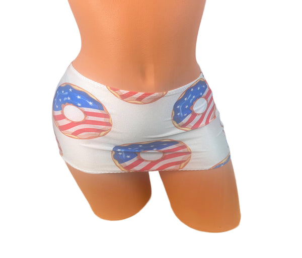 American Flag Donut Mini Skirt, Patriotic Bikini Coverup
