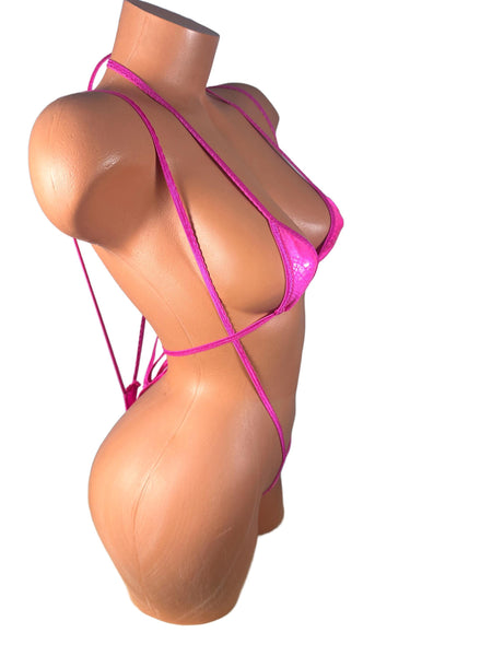 Hot Pink Python Two piece Slingshot Bikini