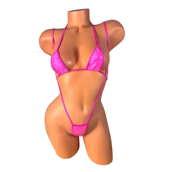 Hot Pink Python Two piece Slingshot Bikini