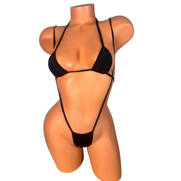 Black Spandex Two piece Slingshot Bikini