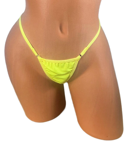 Yellow Micro Thong Bikini Bottom, Minimal Coverage Exotic Swimwear