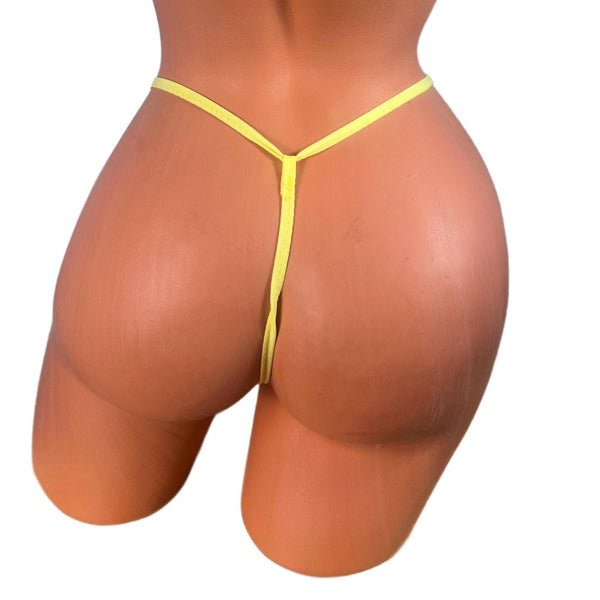 Yellow Micro Thong Bikini Bottom, Minimal Coverage Exotic Swimwear
