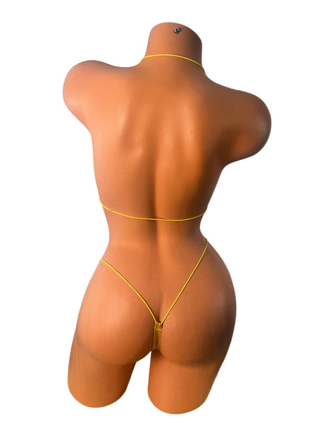 Yellow Crystal Micro Bikini: Extreme Coverage, Handmade in USA