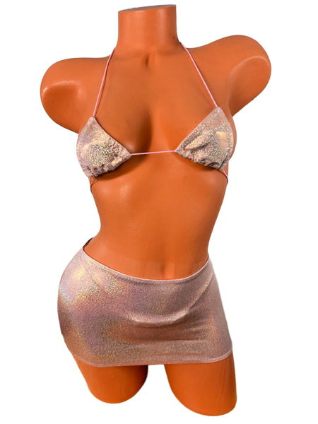 Pale Pink Sparkle Micro Mini Skirt
