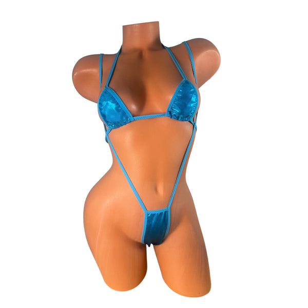 Metallic Ocean blue Two piece Slingshot Bikini