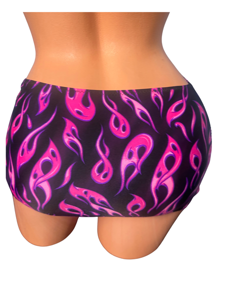 Purple / Pink Flame Micro mini skirt cover up