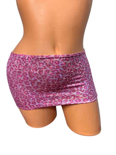 Metallic light cheetah Micro mini skirt cover up