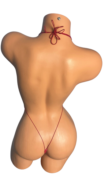 Fuchsia on Red  Sparkle Thong Micro Slingshot Bikini