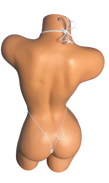 Silver on White Sparkle  Crystal Thong Micro Slingshot Bikini