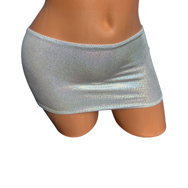 Silver on White Sparkle micro mini skirt