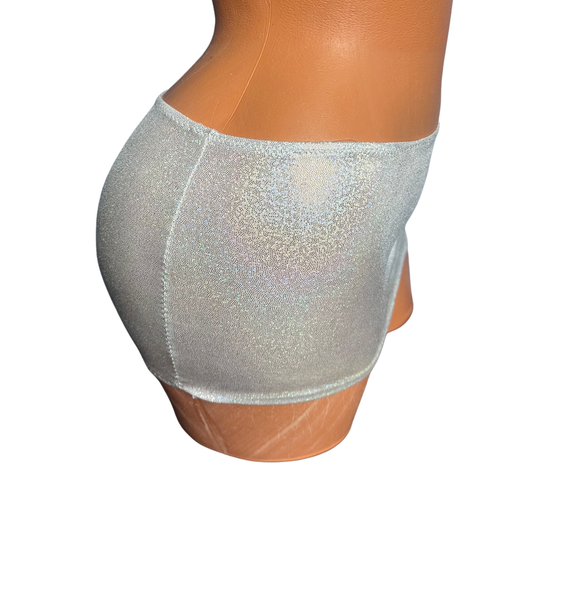 Silver on White Sparkle micro mini skirt
