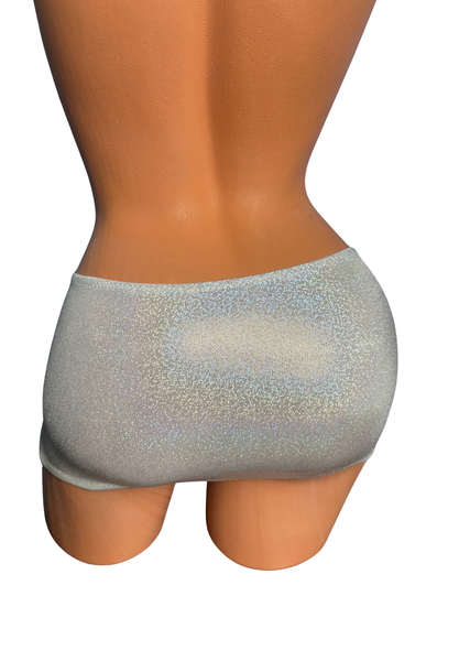 Silver on White Sparkle micro mini skirt
