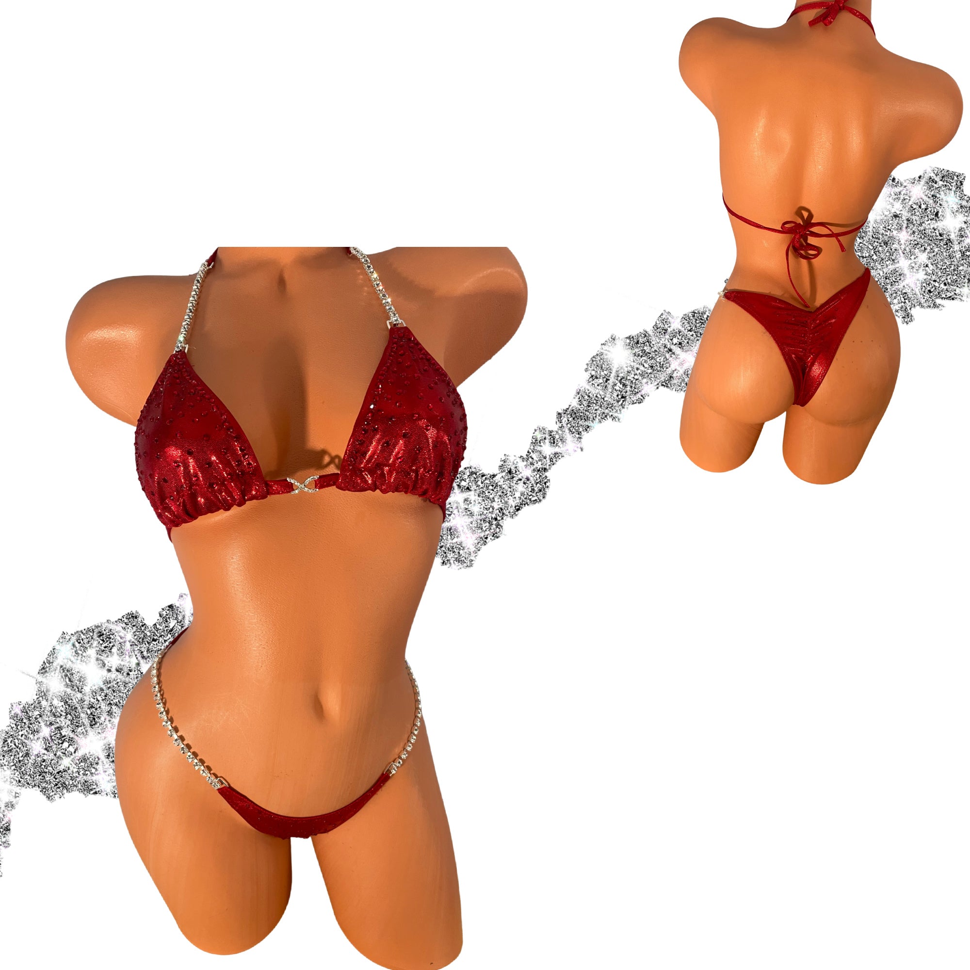 Red on Red Crystal Competition Bikini