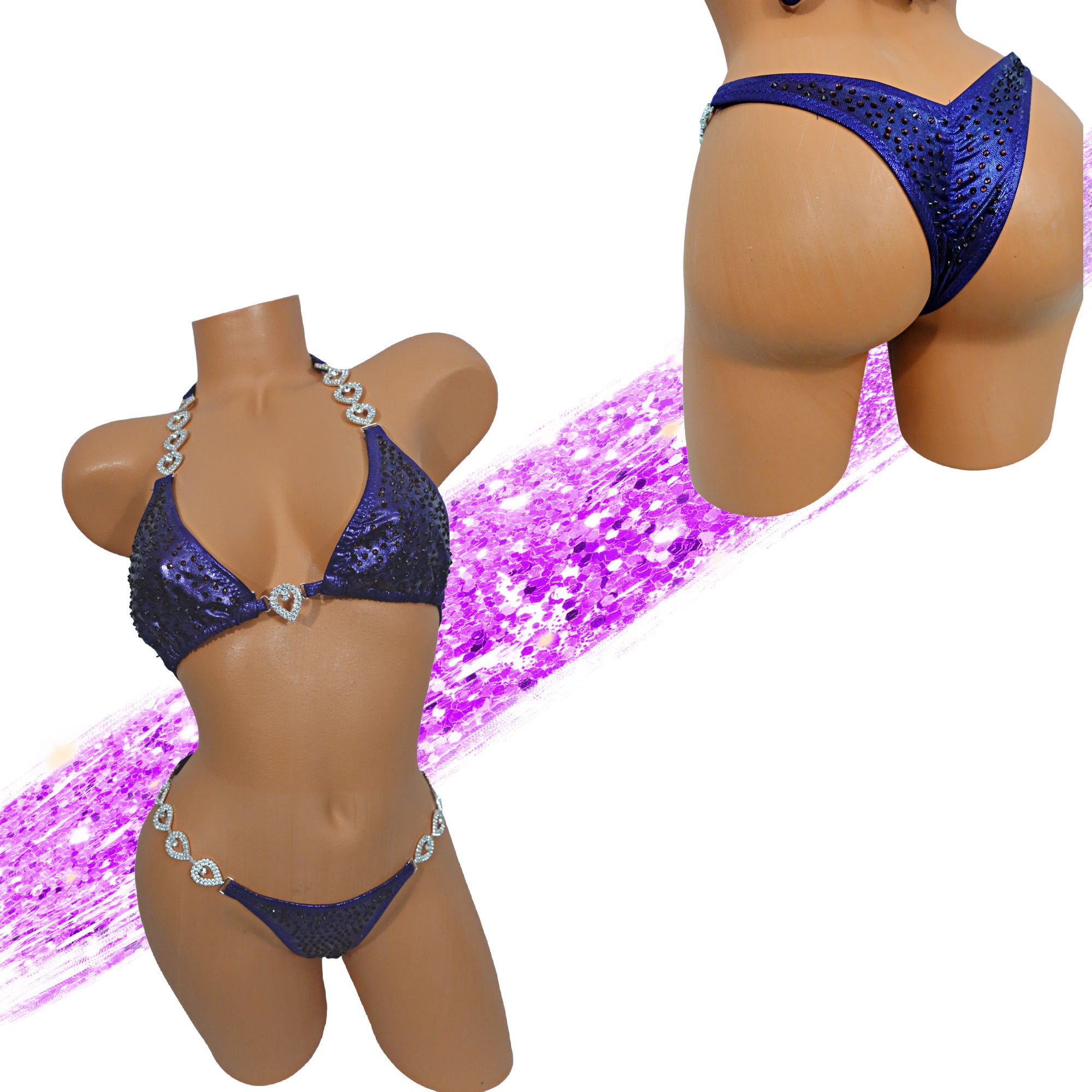 Royal purple Crystal Competition Bikini