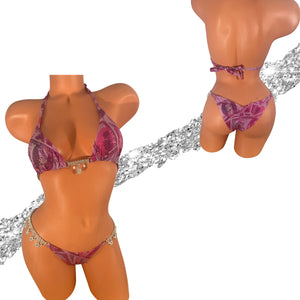 Pink Money Print Cheeky Brazilian Bikini Chandelier connector