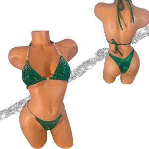 Kelly Green clear and green ombre Crystal Competition Bikini