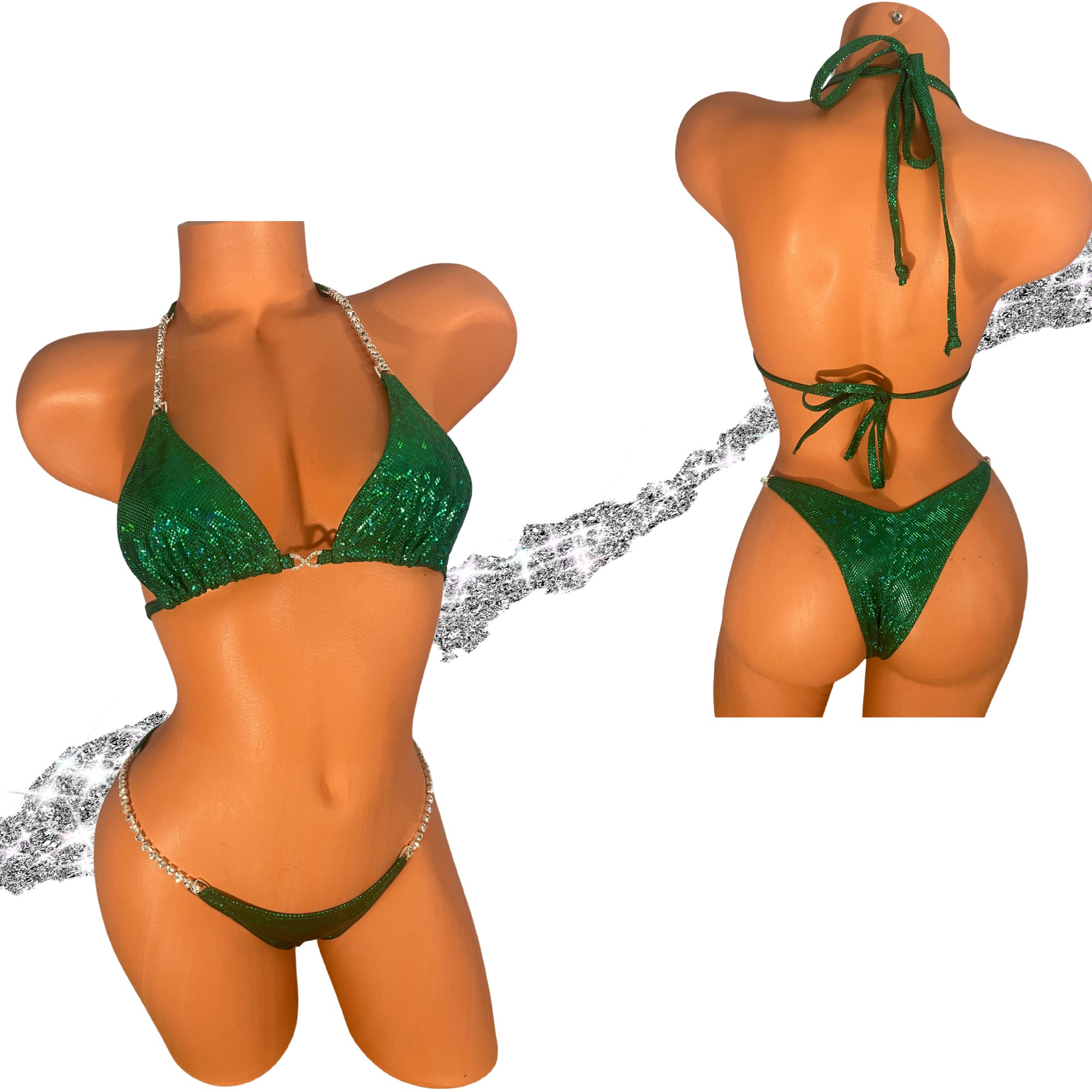 Emerald Green Shatter Glass Basic Competition Bikini
