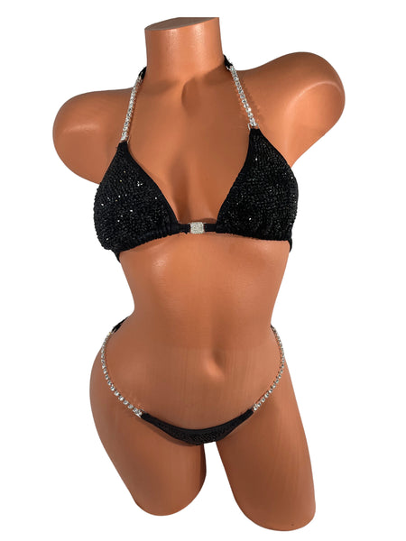 Full Black Crystal Competition Bikini