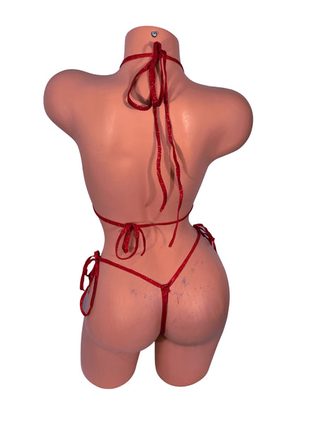 Red Holographic Dot String Bikini